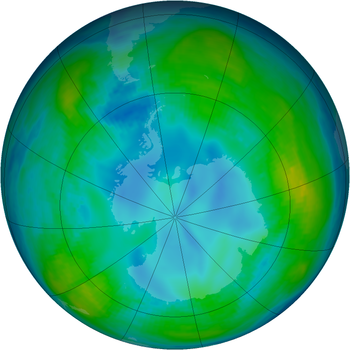 Antarctic ozone map for 08 May 1990